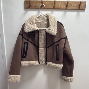 Brown Teddy Jacket with Cream Accents